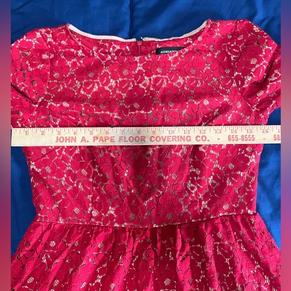 Adrianna Papell Petite Women's Red Lace Sheath Dress Size 4P - Picture 5 of 14